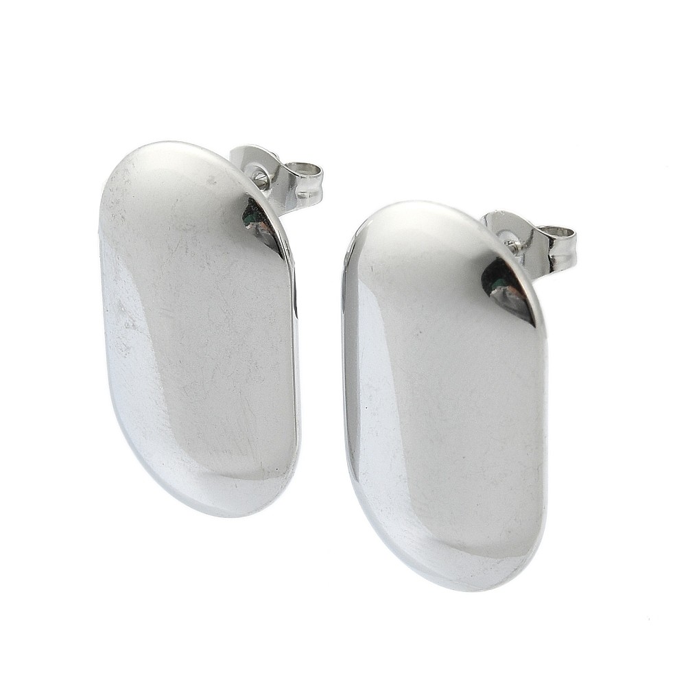 Stud Earrings Stainless Steel Oval 0.93 in Plain E88