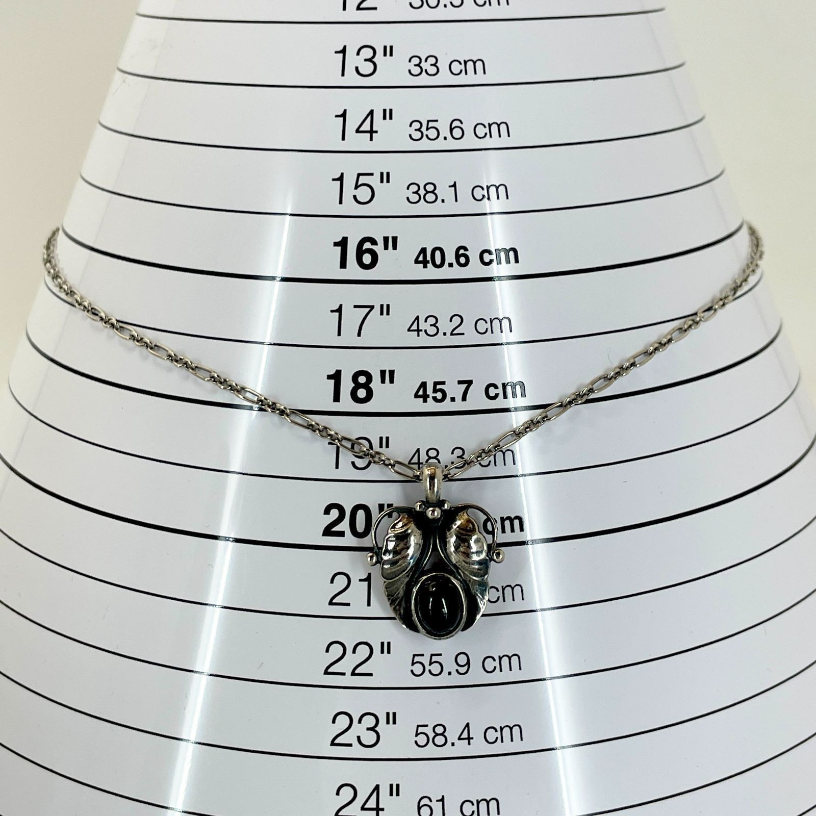 Georg Jensen 1995 Year Pendant Garnet Necklace Sterling Silver 925 S Denmark