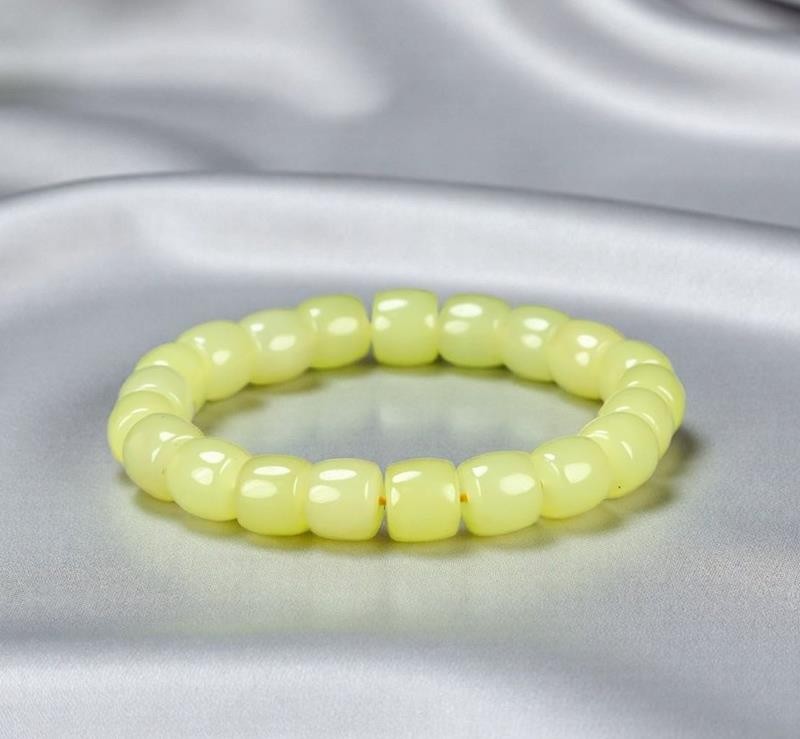 Girl Grandma Mother Lady Women Yellow Jade Beads Bracelet Jewelry Gift Box DD177