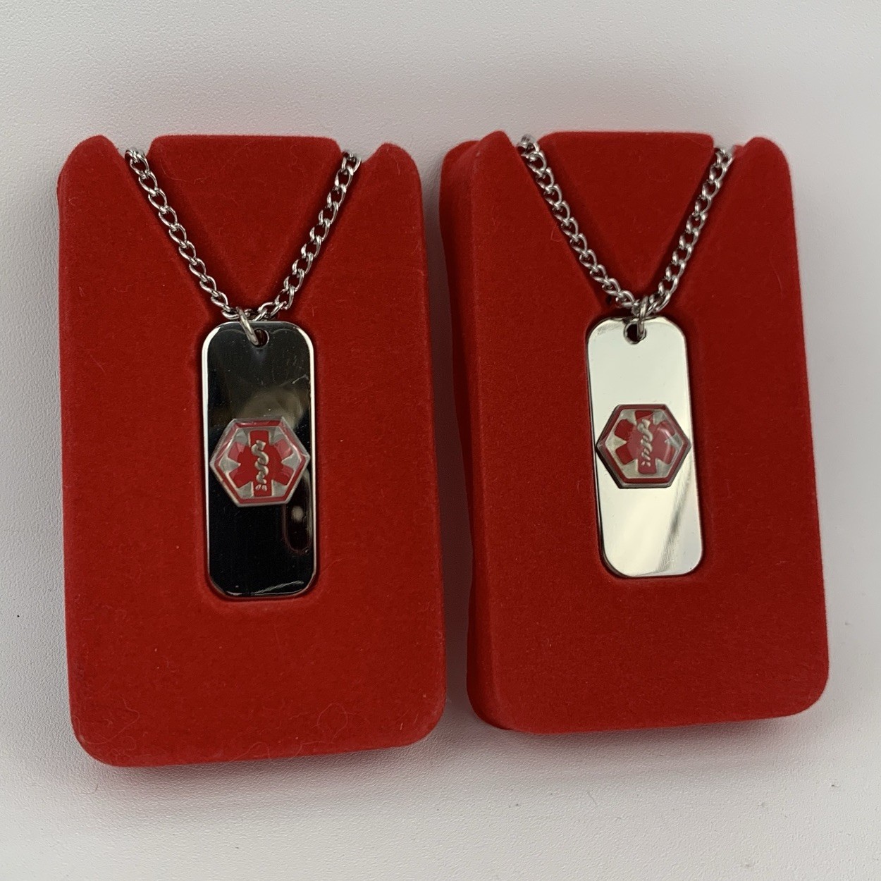 Medical Alert ID Necklaces – Silver Toned – Blank – Set of 2