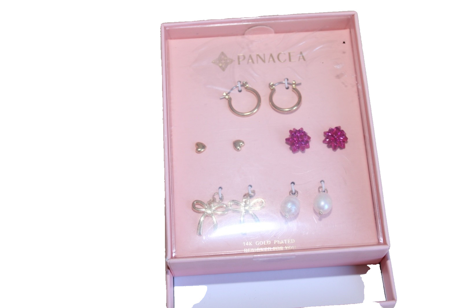 Panacea Earrings gold tone party set hoops heart stud pearls post ladies new R