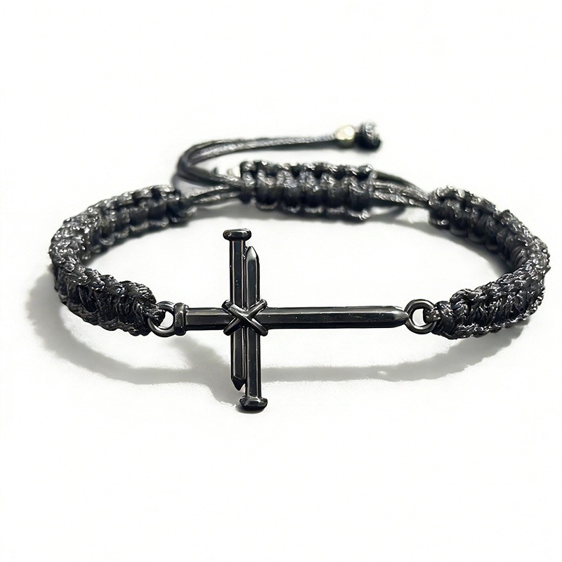 Braided Rope String Men Man Bracelet Charm Christian Jesus Cross Gift Adjustable