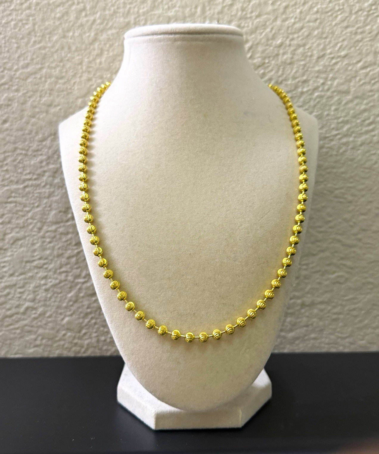 22 inch 4.9mm – Gold Over 925 Sterling Silver Mooncut Bead Chain