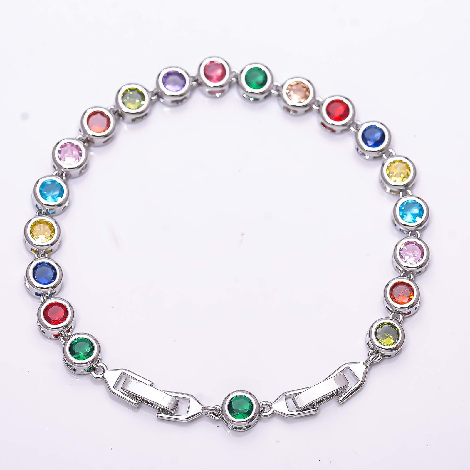 Multi Gemstone 925 Sterling Silver Tennis Bracelet 7.99″, Christmas Gift B68913