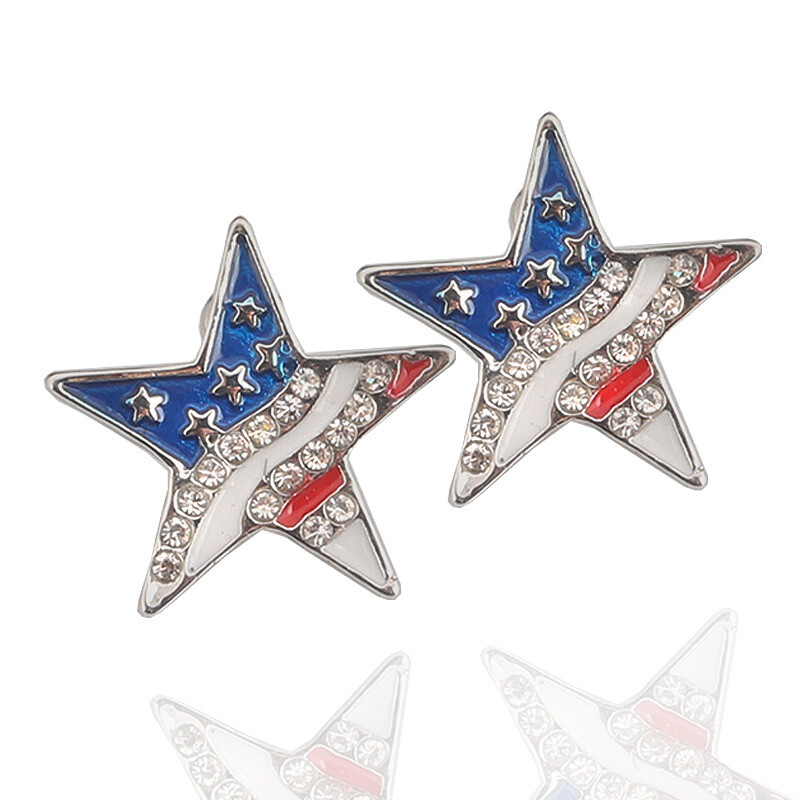 United States of America Star Stud Earrings, 4th of July, American Flag, USA