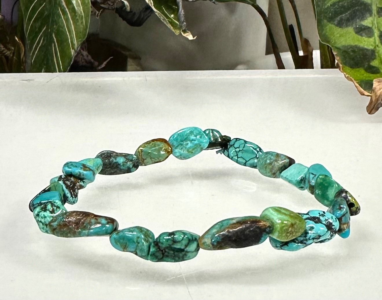 Wholesale 6 Pcs ~7mm Turquoise Natural Crystal Tumble Stretch Bracelet 7.5”