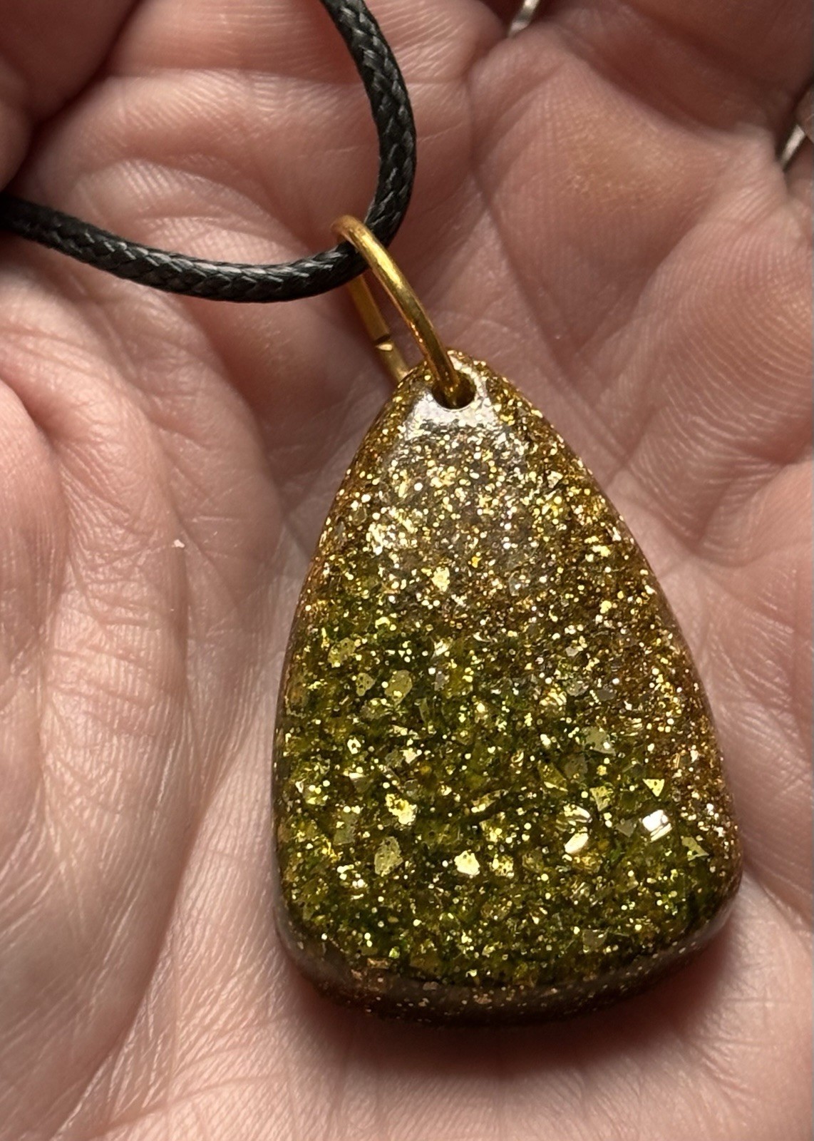 Handmade Green/gold/silver Metallic Druzzy Sparkle Necklace Boho/glam Gift