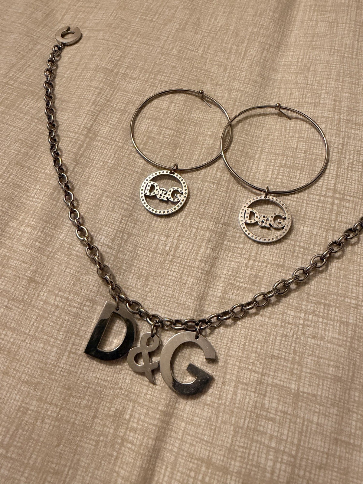 Dolce & Gabbana Silver Necklace & Earrings Combo – Worn Once Excellent Condition