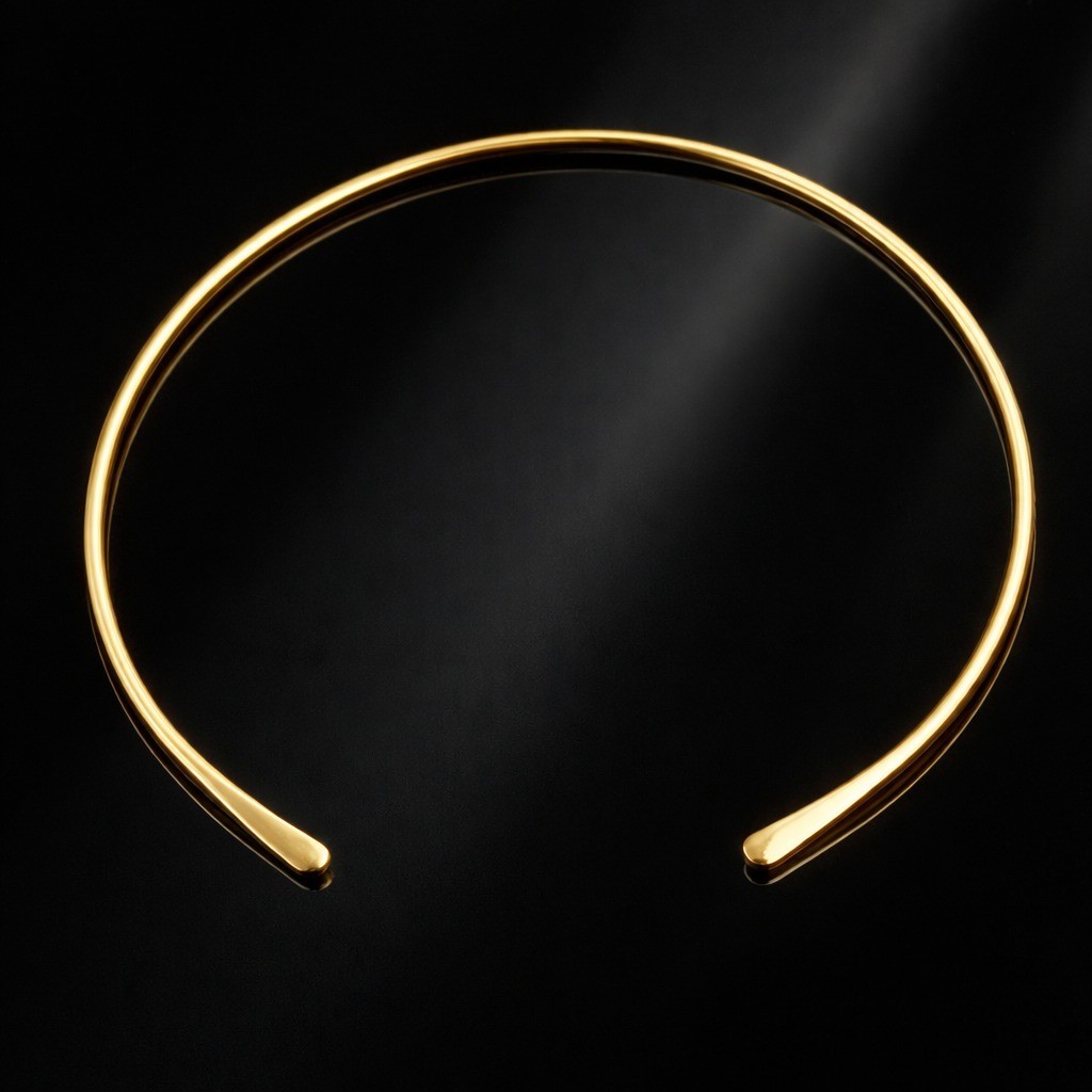 ZARD Solid Flat Choker Slider Open Collar in Gold Vermeil