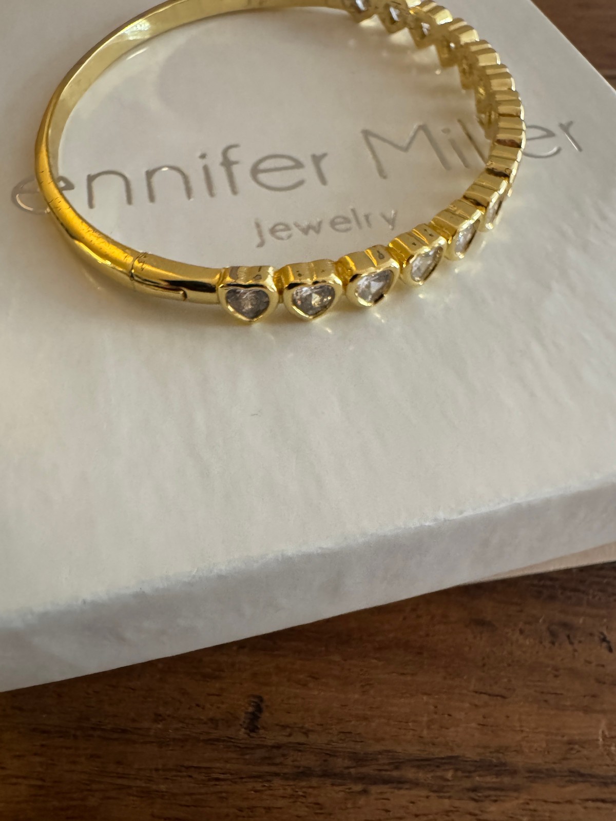 Jennifer Miller Yellow Gold Heart Bangle Bracelet