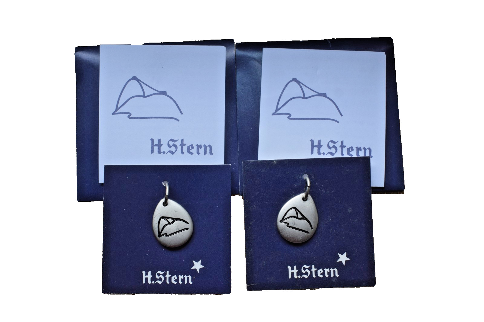 H. Stern Brazil Sugarloaf Mountain Double Sided Charm Pendant w Papers Set of 2