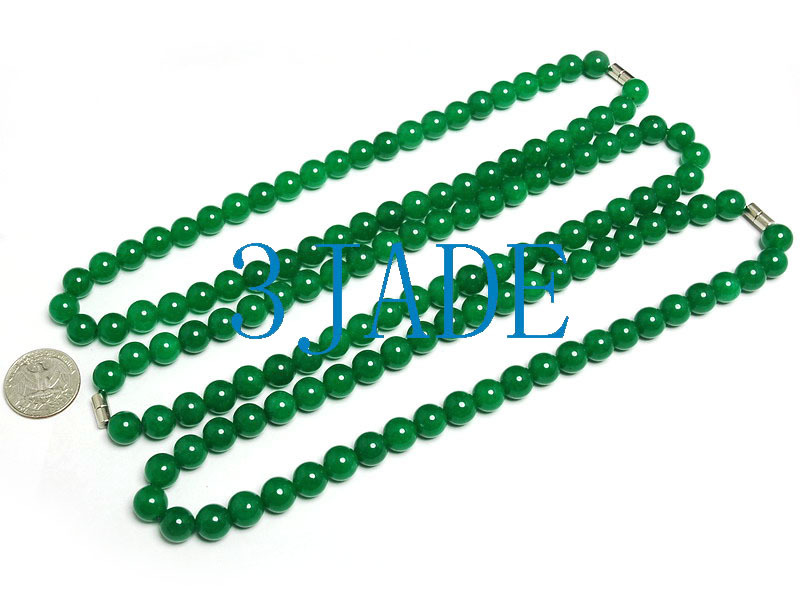 18″ Imperial Green Malaysia Jade/Quartz 10mm Beads Necklace