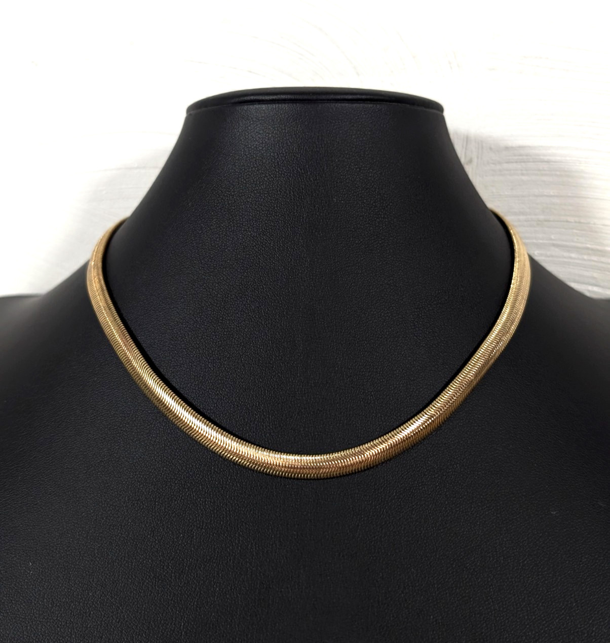Sugarfix Gold Tone Flat Snake Omega Chain Necklace Minimalist 18″