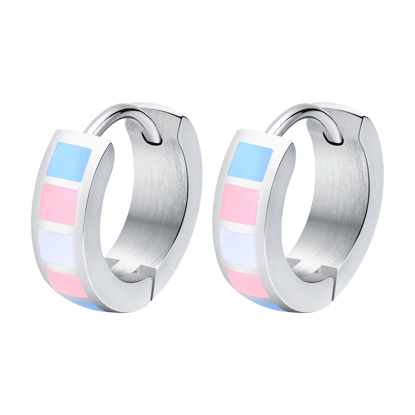 Vnox Small Hoop Earrings for Men Women LGBTQ Rainbow Pride Huggies Hoops Jewelry