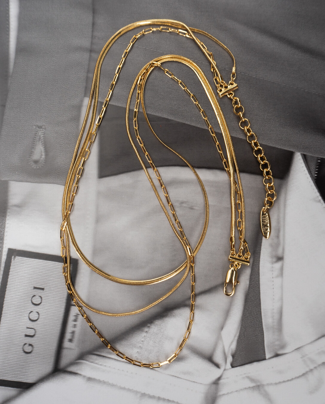 LUV AJ CHANDON MULTI CHAIN CHARM NECKLACE Pre-layered multi chain necklace