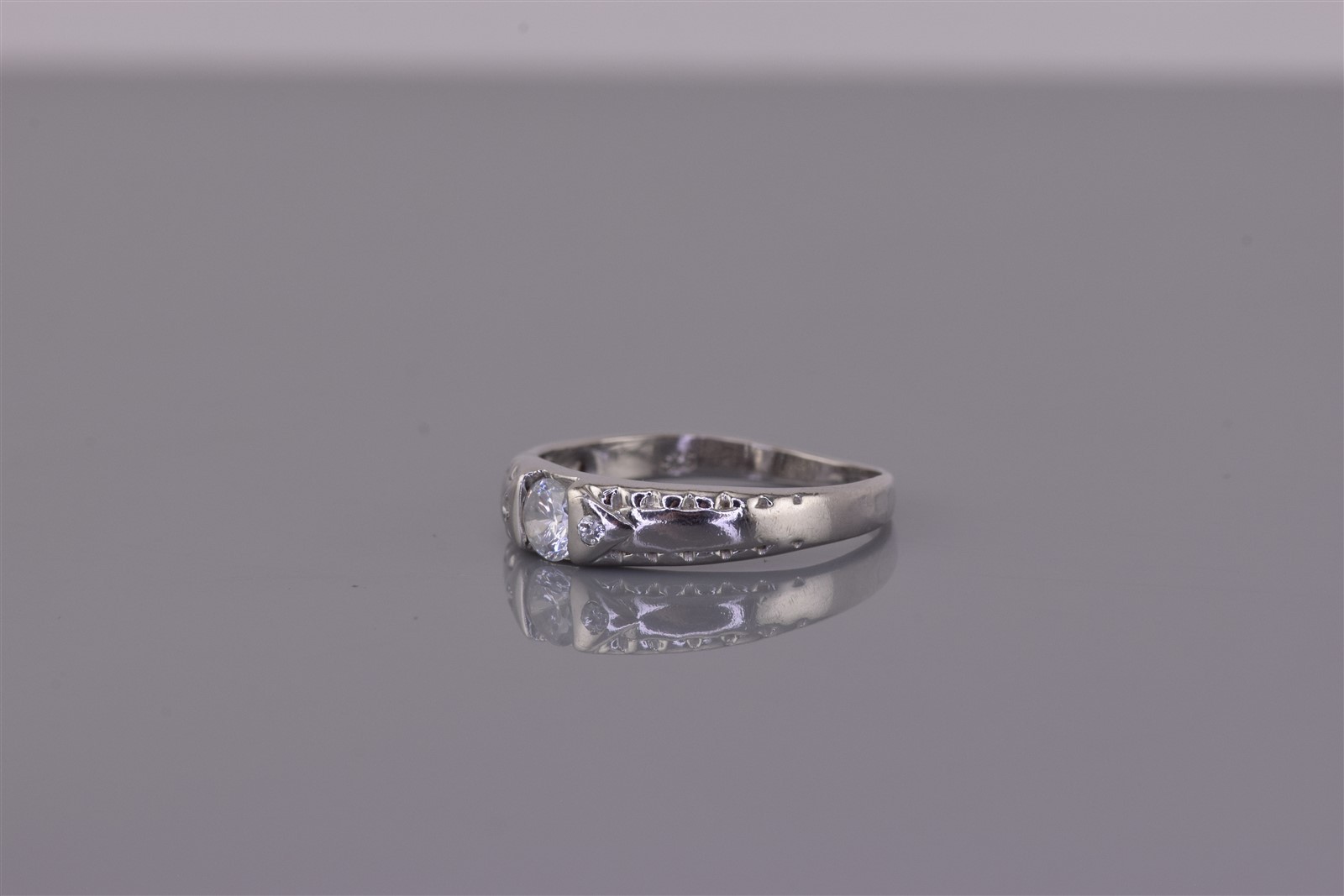 Sterling Silver Tension Set Cubic Zirconia Accented Collar Band Ring 925 Sz: 6
