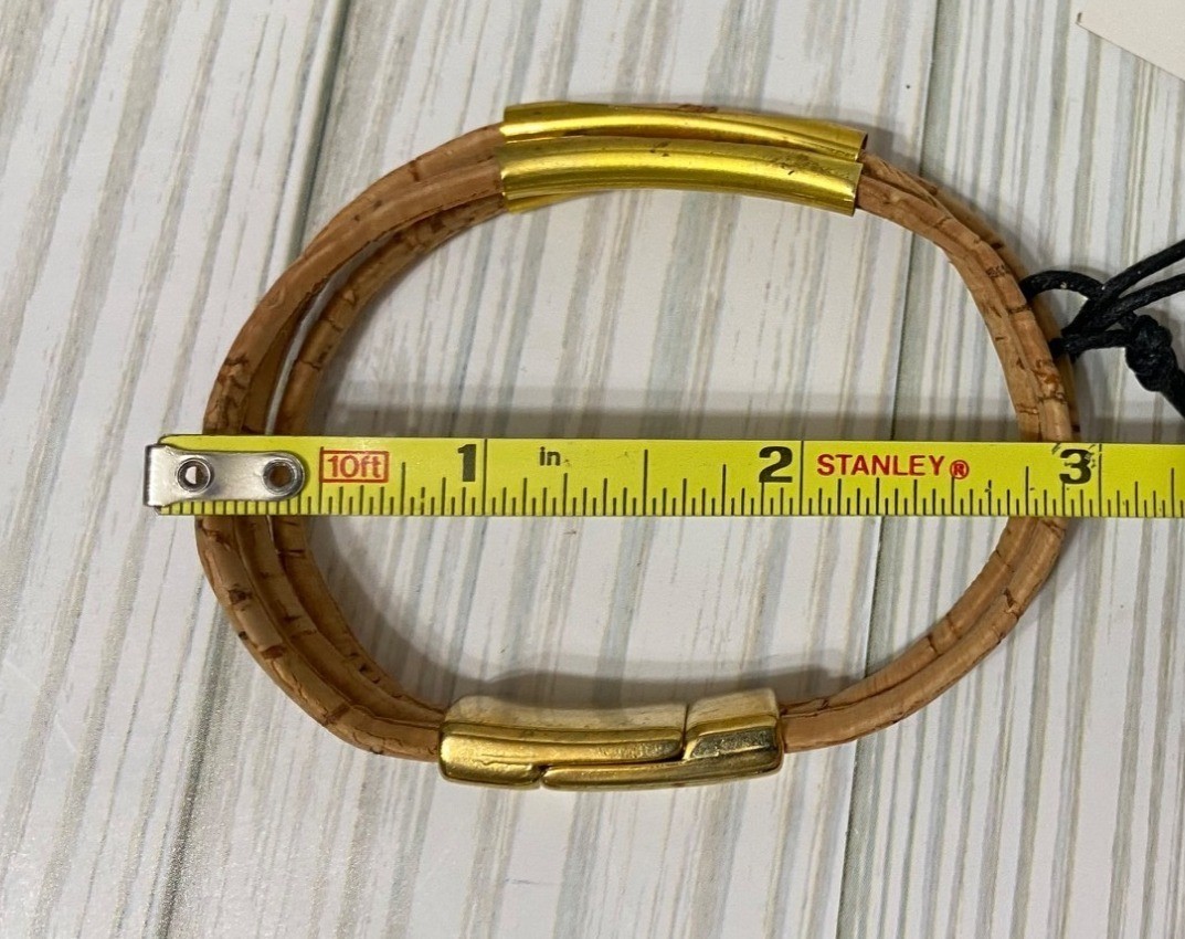 Corx Cork & Gold-Tone Metal Bracelet With Magnetic Clasp Recycled