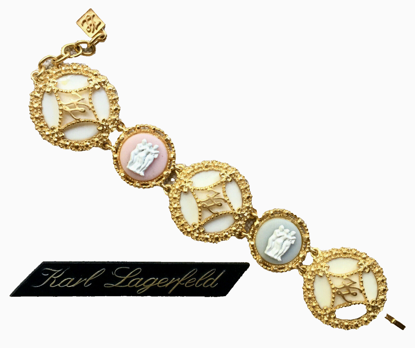 Vintage KARL LAGERFELD Bracelet Pastel Cameo never worn