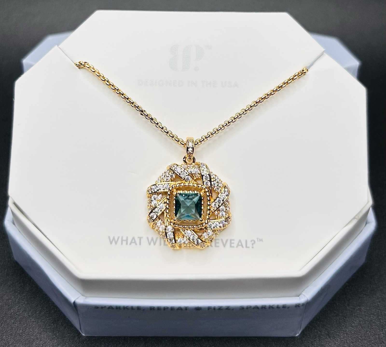 Bomb Party Necklace “Center of Everything” NK87154 LC Paraiba Tourmaline on Gold