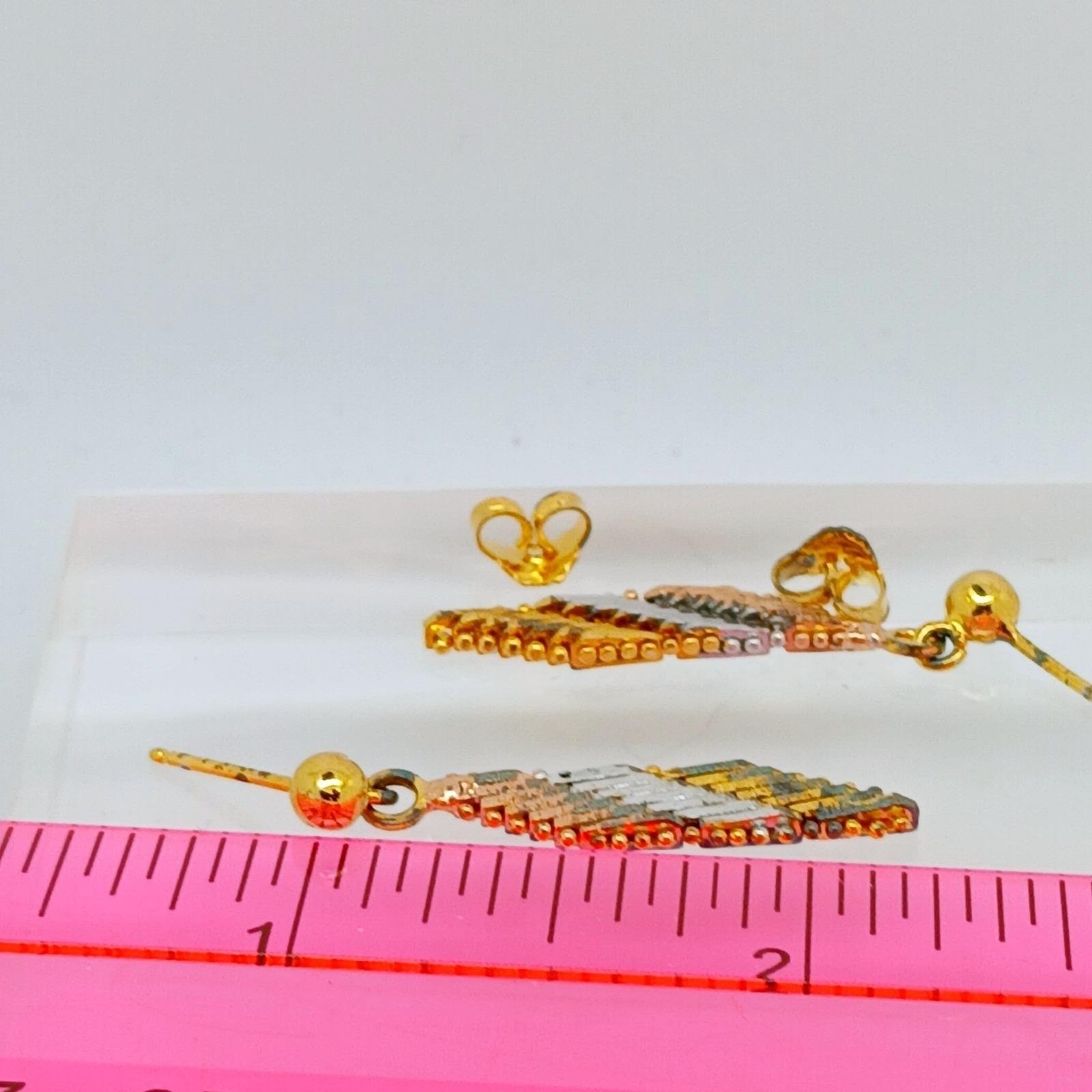 Tri-Color Gold Vermeil Sterling Silver Diamond Cut Dangle Ball Stud Earrings New
