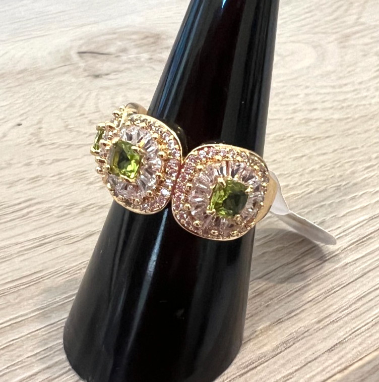 Bomb Party BP ring sz7 “Dewy Twilight Leaves” Peridot on Gold NWT RG72105