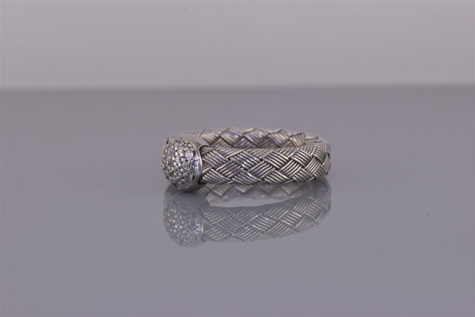 JCM Sterling Silver Pave Cubic Zirconia Braided Woven Band Ring Italy 925 Sz: 9