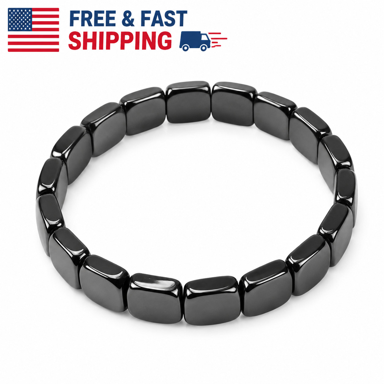 Hematite Bracelet Men Natural Stone Beaded Stretch Healing Energy Confidence