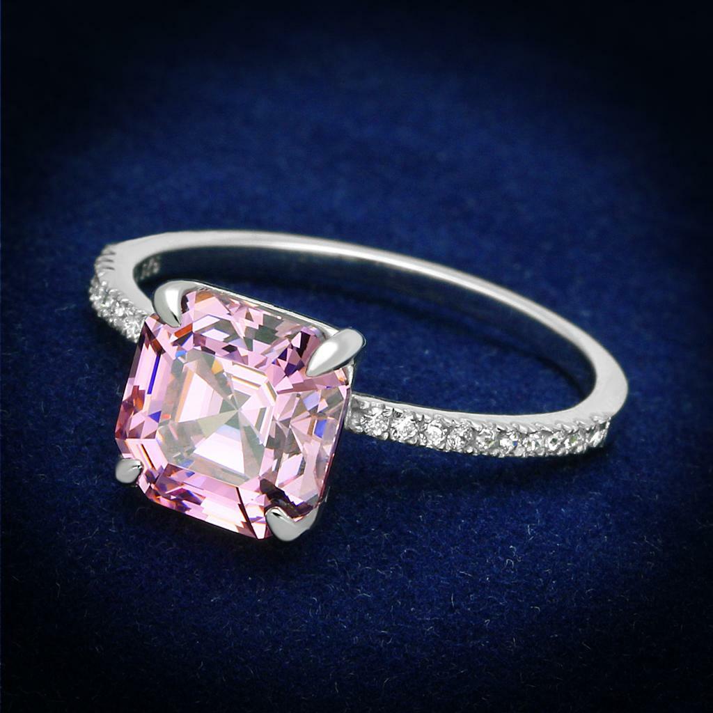 TS179 – Rhodium 925 Sterling Silver Ring with Cubic in Rose