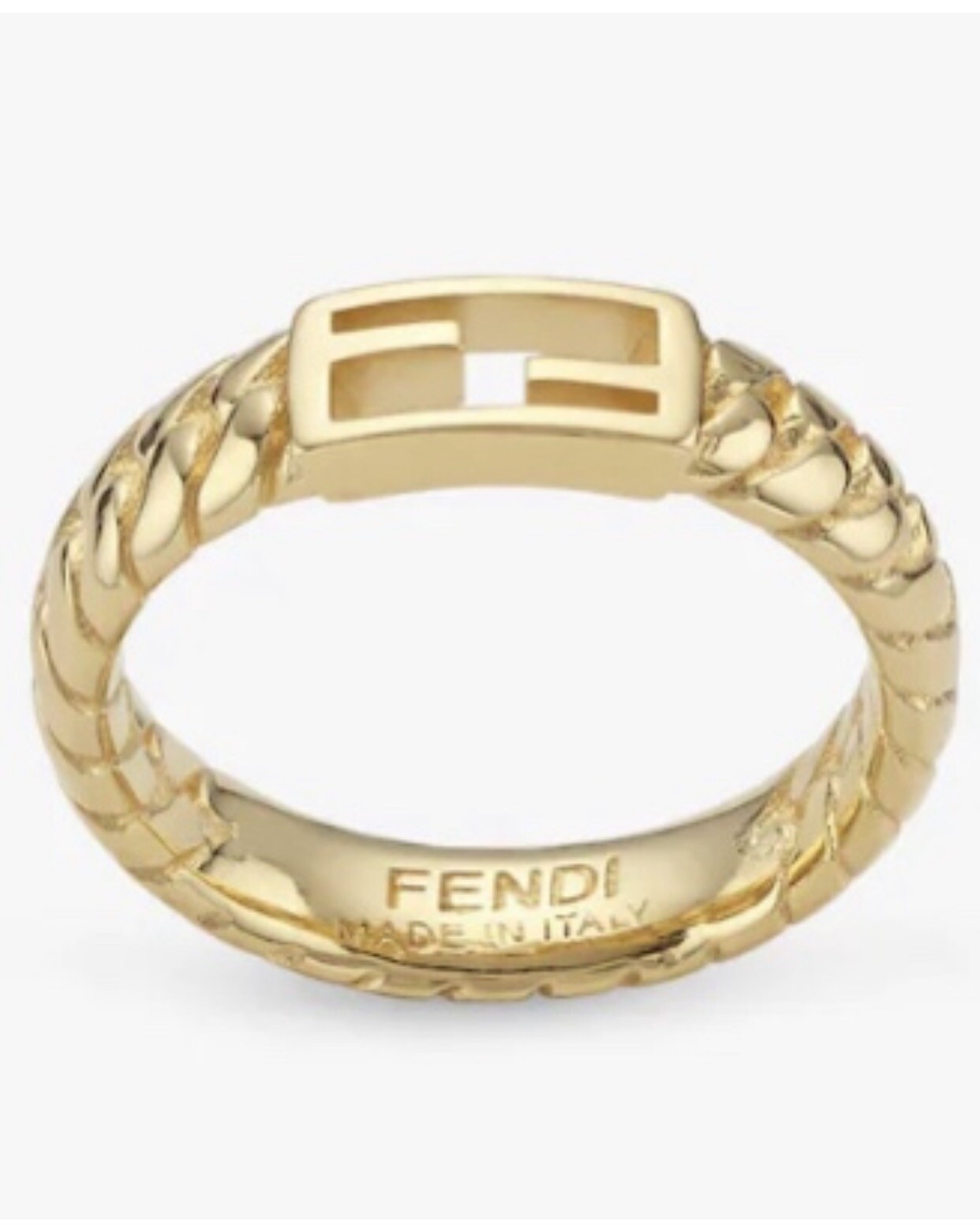 FENDI BAGUETTE RING IN GOLD COLOR RING. SIZE FENDI S / USA 5.5. NEW & AUTHENTIC