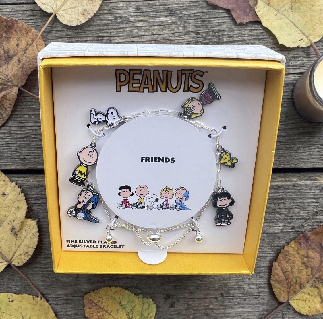 Peanuts Gang Snoopy Woodstock “Friends” Bracelet Fine Silver Plated Adjustable