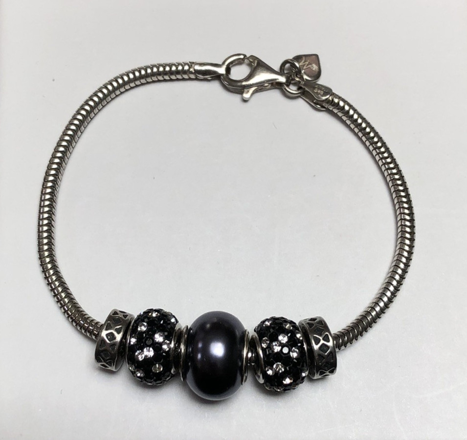 KAY JEWELERS CHARMED MEMORIES 7.5″ Lobster Clasp Bracelet , Locks & Beads w/Box!