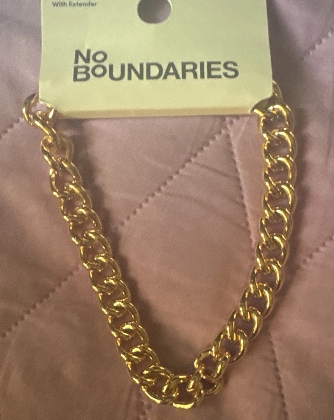 No Boundaries Gold Tone Curb Link Chain Necklace Metal No Stone