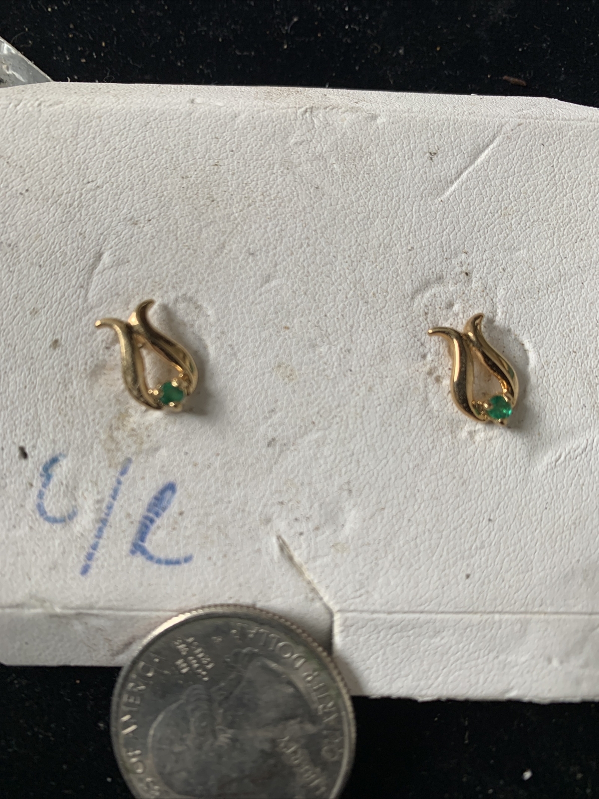 Allison Reed Genuine Emerald Earrings in Gold Plated Settings