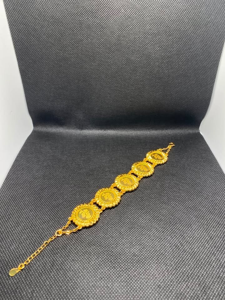 Heavyweight Women Coin Bracelet Vintage Medallion Link Chain Lobster Clasp Gift