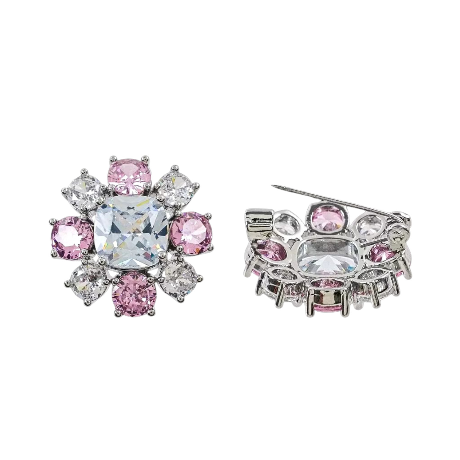 Elegant Flower 2 Pcs Mini Brooch Pin Zirconia Wedding Scarft Gift Free Shipping