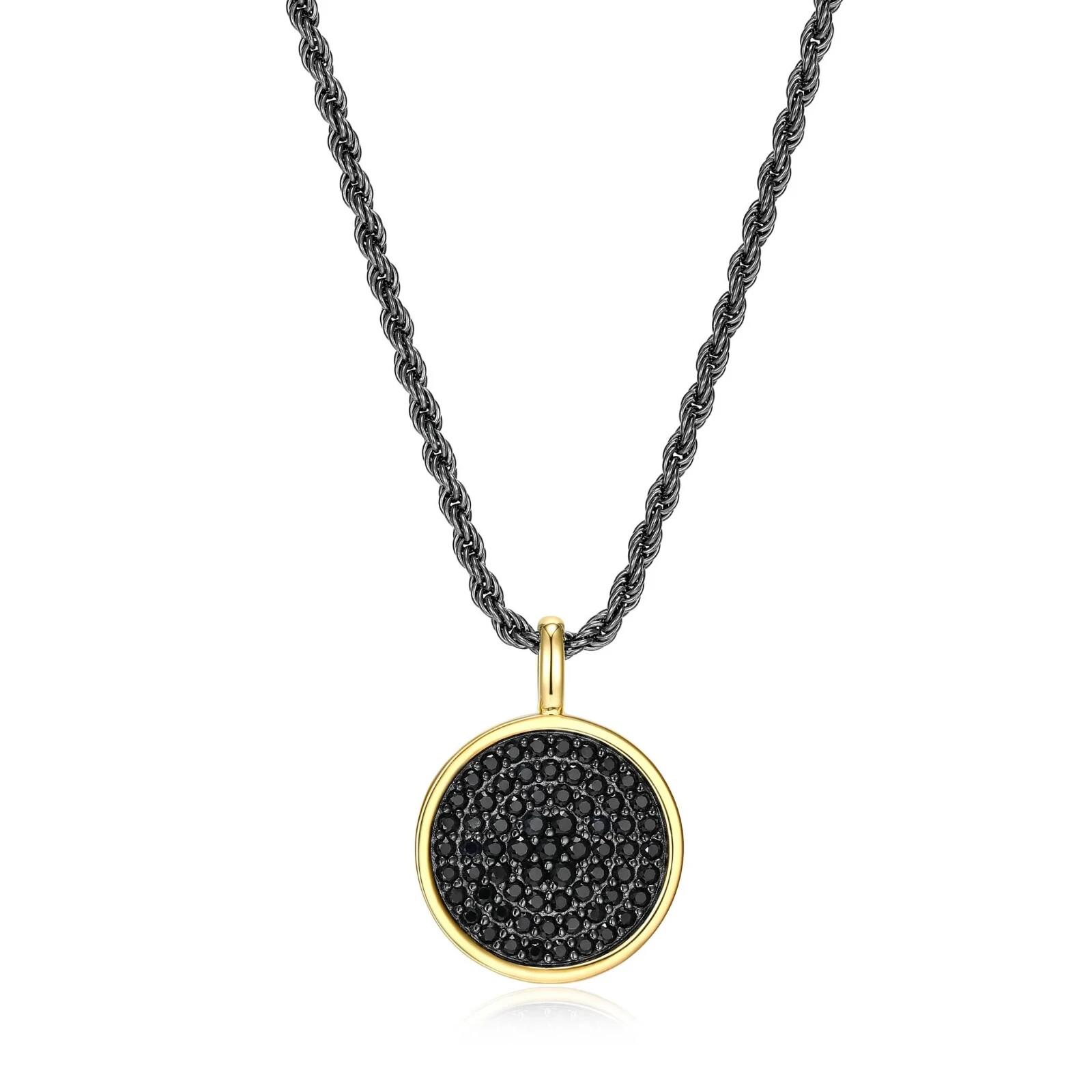 BRAND NEW Ethos Black Ice Two-tone Silver with Black Sapphire Necklace UN0008