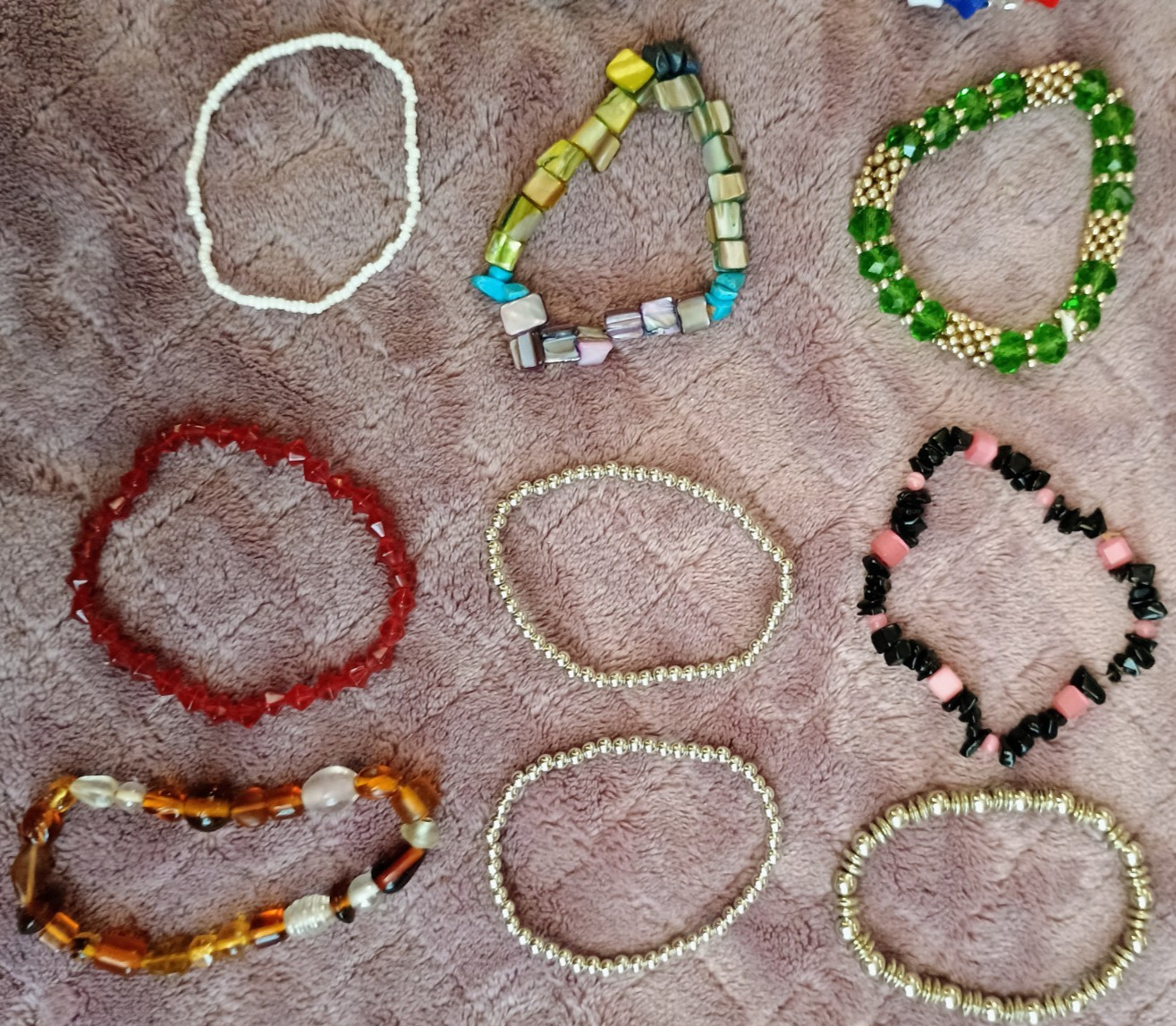 Mixed Lot of 15 Stretch Mixed Material Beaded Bracelets