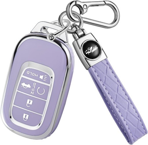 Soft TPU Key Fob Cover with Keychain, Key Case Shell Full Prot Color: B-purplee
