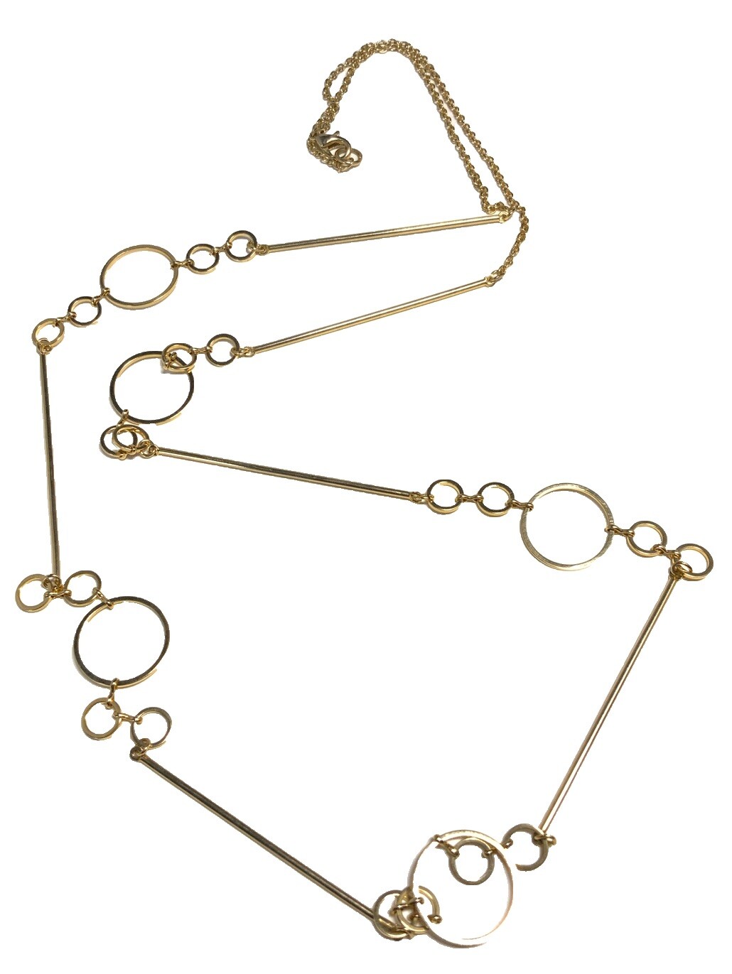 Gold Tone Circle Chain Necklace 38-inches JB116