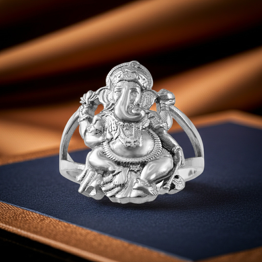 Sterling Silver Ganesha Ring Unisex Hindu Yoga Spiritual Ganpati Statement Ring