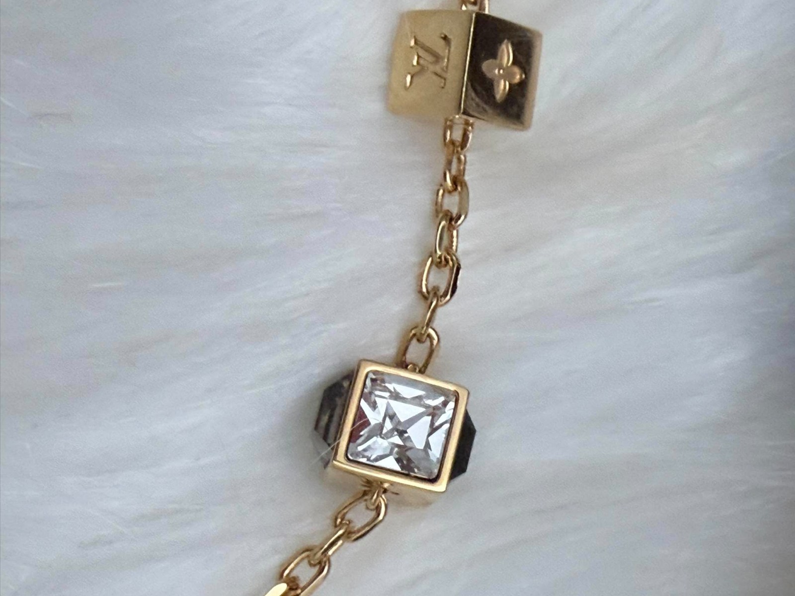 Authentic LOUIS VUITTON Cube Bracelet Gold Tone Crystal Monogram