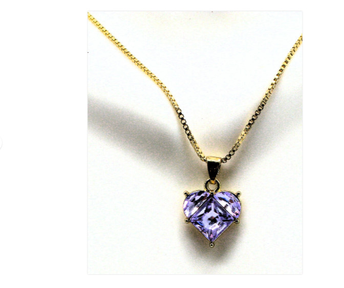 Elegant Lavender Heart Crystal Necklace & Earrings Set, Romantic Pastel Gift