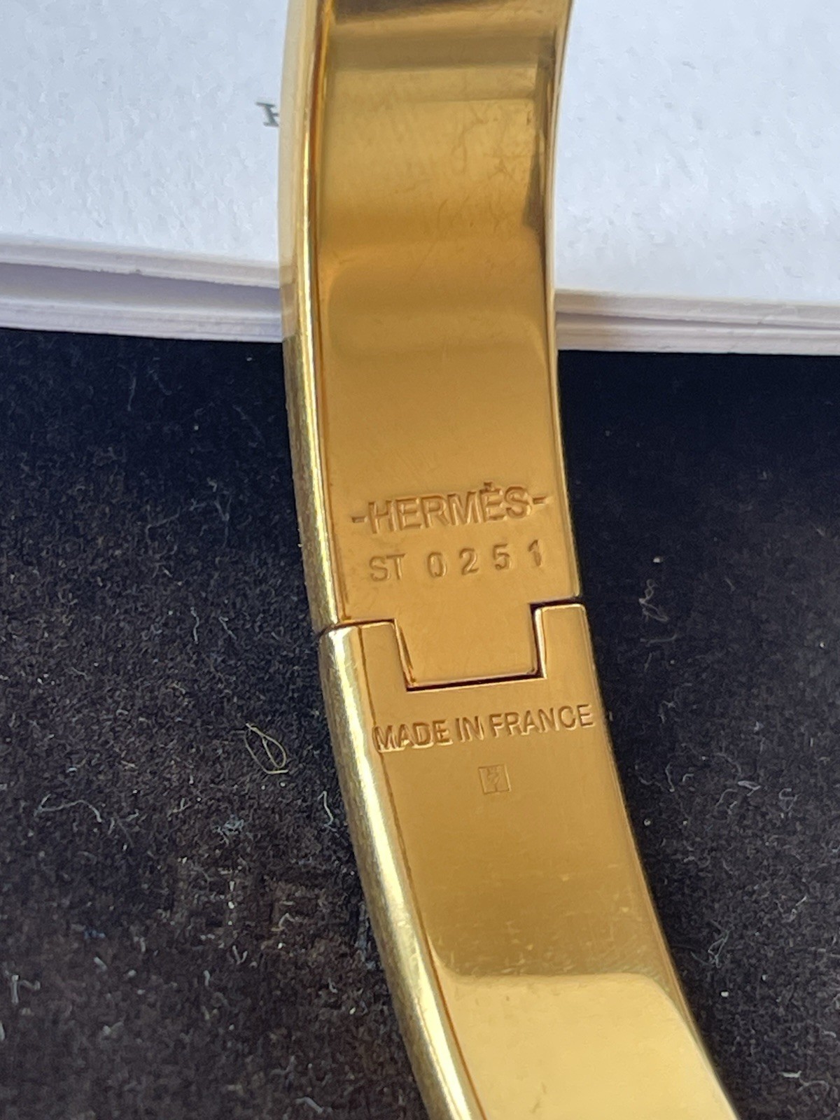Hermes Clic H Bracelet White & Gold GM Authentic