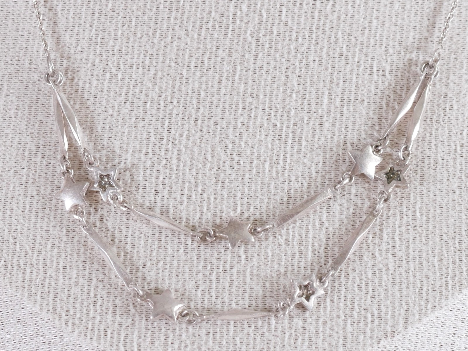 Next 925 Sterling Silver Double Strand Shooting Star Choker Necklace 36cm
