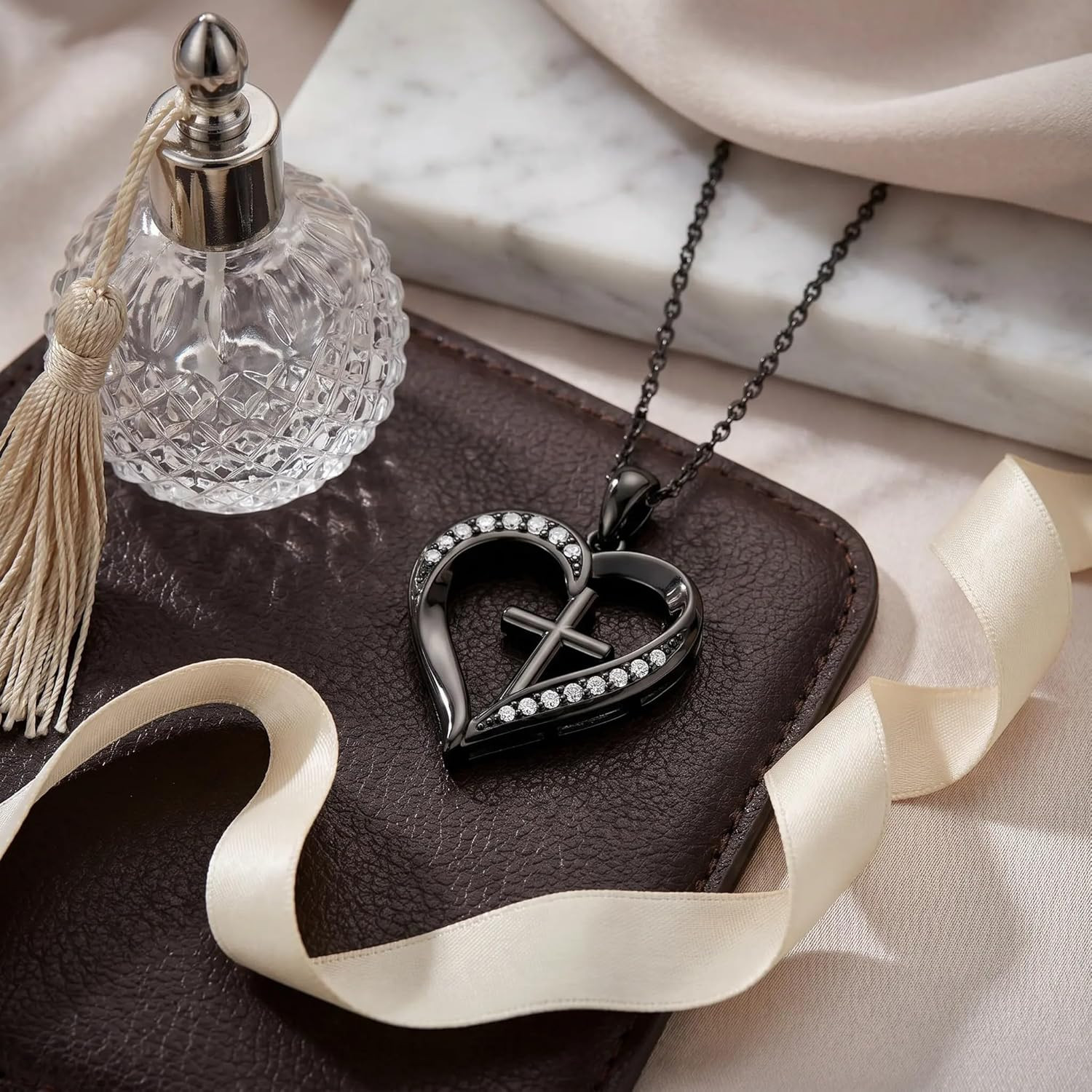 Heart Cross Necklace for Women Faith Pendant Christian Religious Jewelry Gift fo