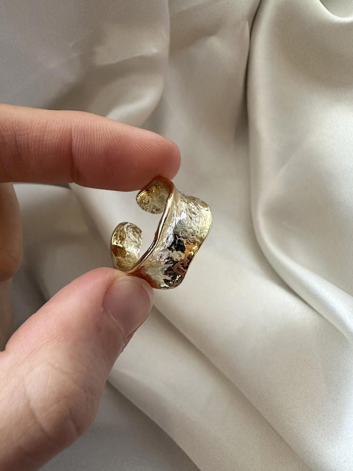 Gold Chunky Ring, Gold Hammered Ring, Stackable Adjustable Open Ring, Statement