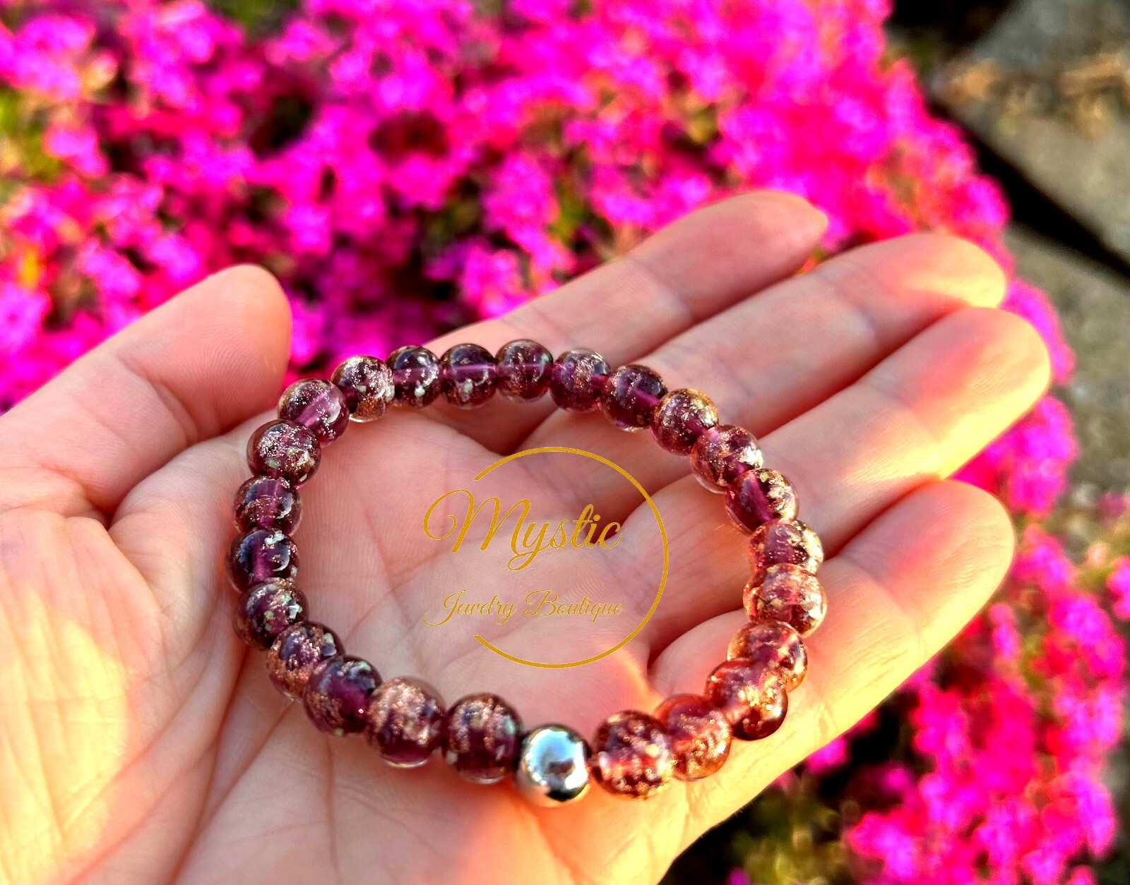 Mystic Firefly Bracelet Lampwork Luminous Glass Glow in the Dark Made in the USA