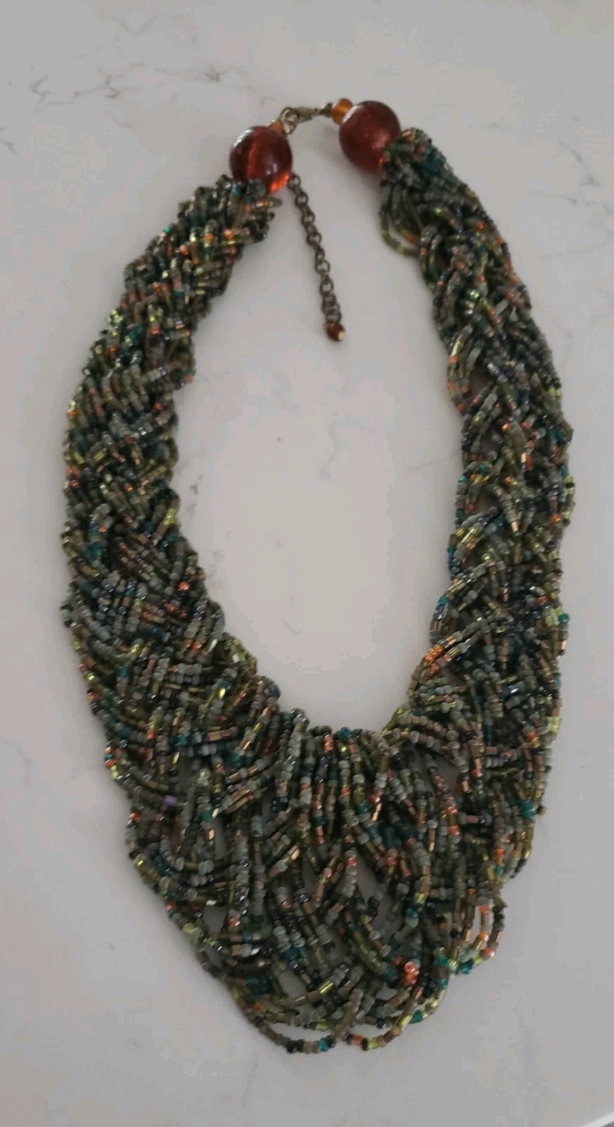 Bronze Bead Multi-Strand Torsade Necklace – 17-20″