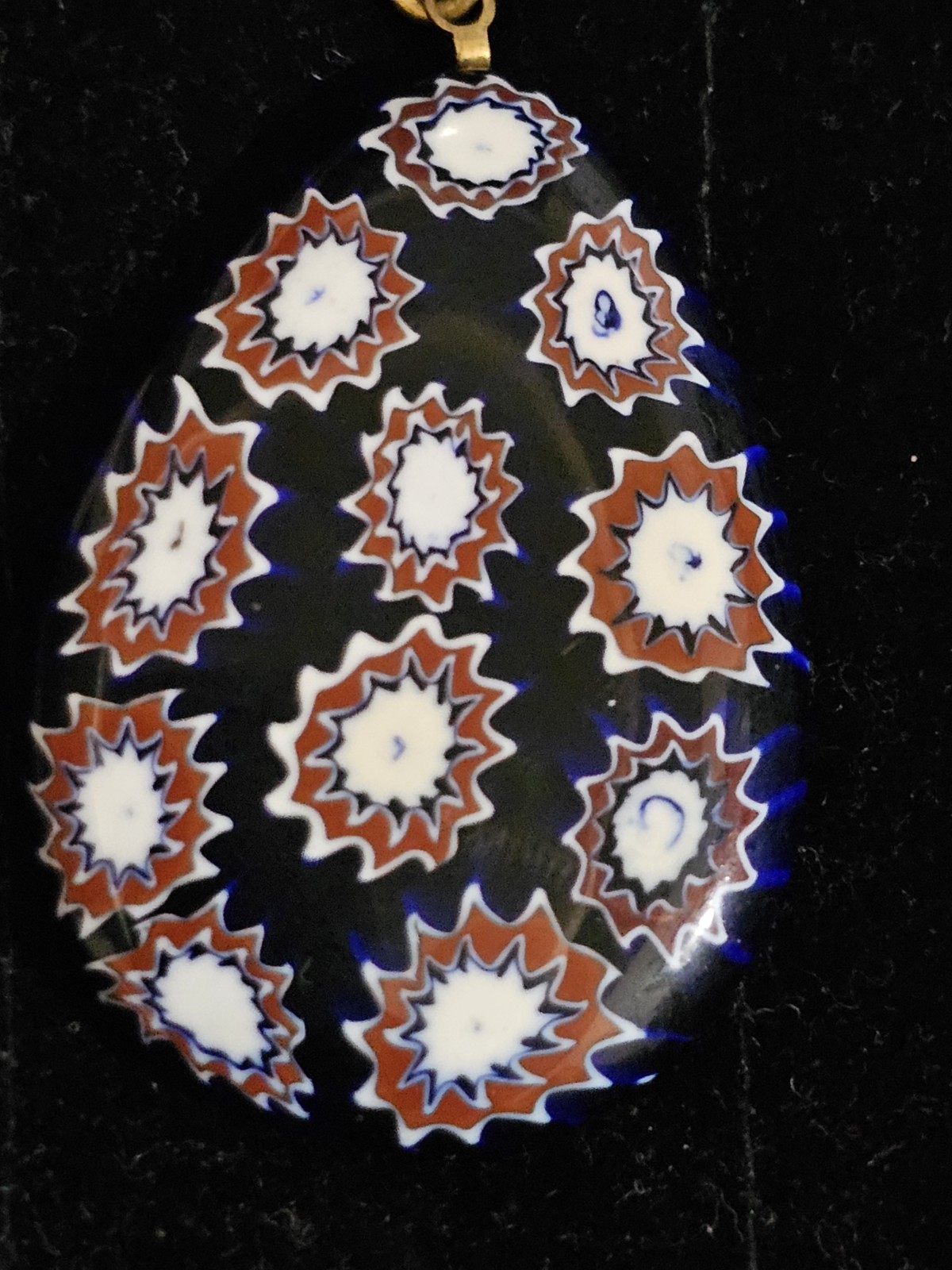Multicolor Glass Oval Pendant Charm, Starburst Pattern, Pendant Necklace Jewelry