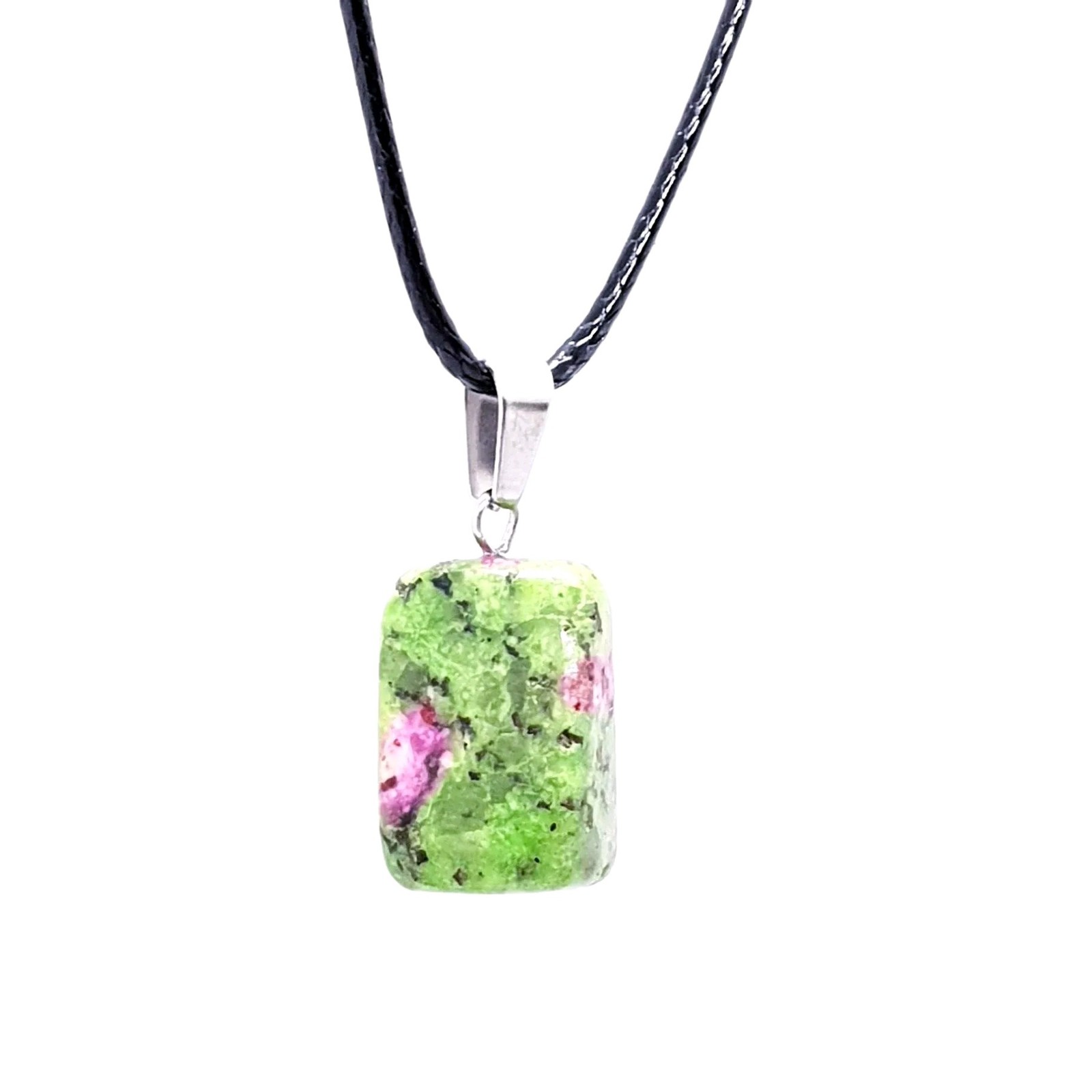 Ruby Zoisite Pendant Anyolite Gemstone Healing Cord Necklace Abundance Jewellery